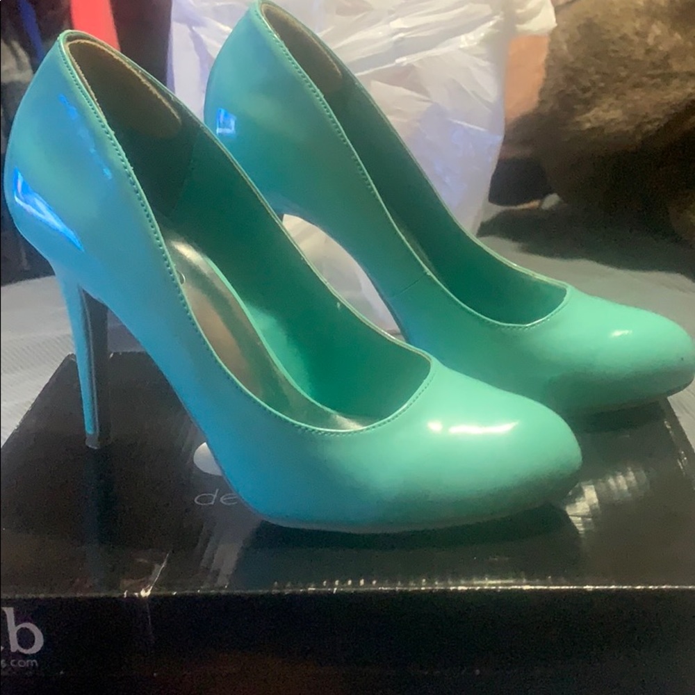 Teal high heels